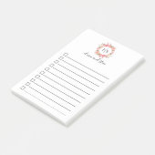 リストをするエレガントなピンクの花のモノグラム ポストイット (アングル)