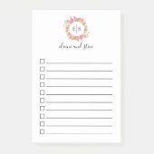 リストをするエレガントなピンクの花のモノグラム ポストイット (正面)