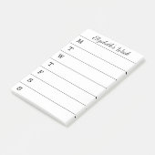 リストをするシンプルな週間プランナーの原稿の名前 ポストイット (アングル)