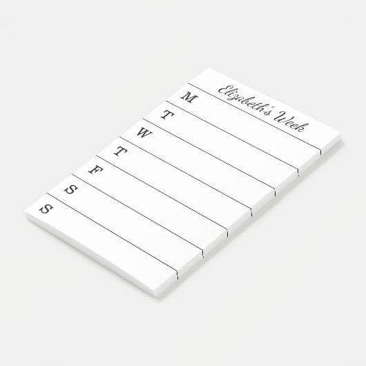 リストをするシンプルな週間プランナーの原稿の名前 ポストイット (アングル)