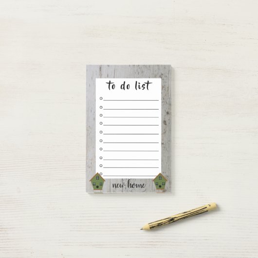 リストをする新しい家の移動流木の巣箱 ポストイット (デスク上)