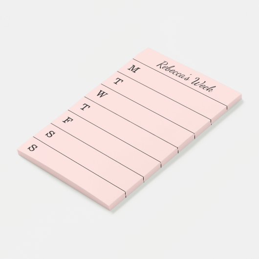 リストをする軽い珊瑚の週間プランナーの原稿の名前 ポストイット (アングル)