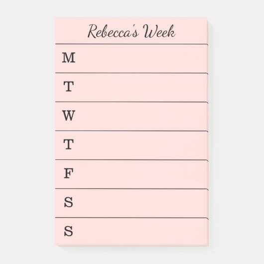 リストをする軽い珊瑚の週間プランナーの原稿の名前 ポストイット (正面)