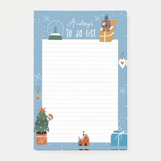 リストをカスタマイズ可能なかわいいクリスマス猫 ポストイット (正面)