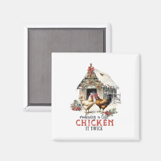 「リストを作る、それを2回チキン」パンクリスマス マグネット (正面/裏面)
