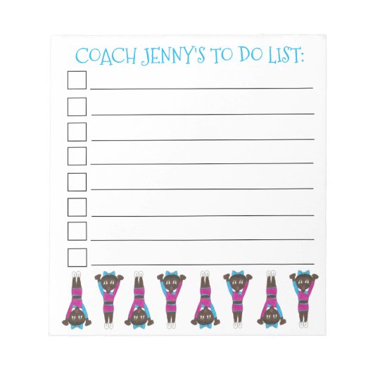 リストを行うために体操Acroダンスコーチをタンブル ノートパッド (正面)