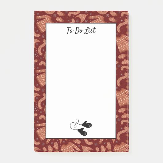 リストを行うには醜いクリスマスセーター帽子スカーフ赤 ポストイット (正面)