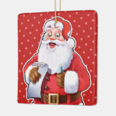 リストを調べているクリスマスの飾り。 セラミックオーナメント (左)