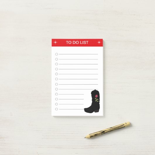 リストエレガントとカントリーブーツを実行するには ポストイット (デスク上)