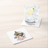 リストチキンを2回カントリークリスマス スクエアペーパーコースター (インサイチュ)