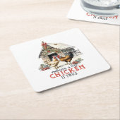 リストチキンを2回カントリークリスマス スクエアペーパーコースター (アングル)