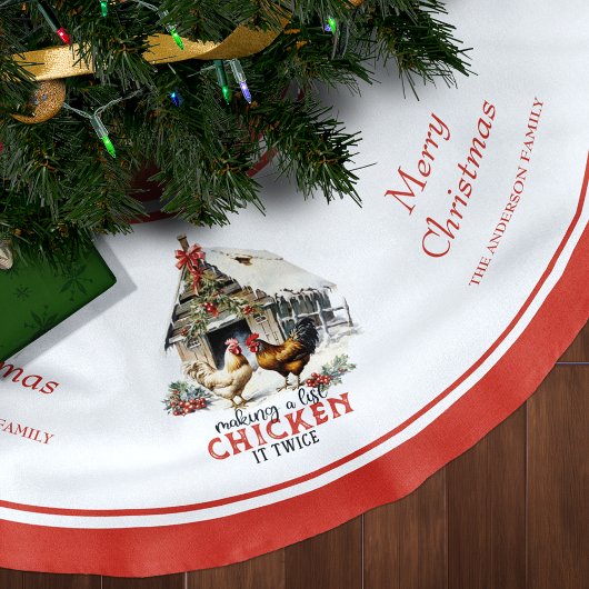 リストチキンを2回カントリークリスマス ブラッシュドポリエステルツリースカート