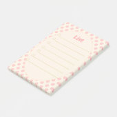 リストパーソナライズされたとピンクのドットが並ぶ ポストイット (アングル)