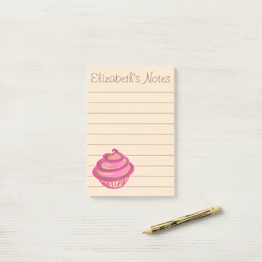 リストパーソナライズされたに行うカップケーキItノートのギフト ポストイット (デスク上)