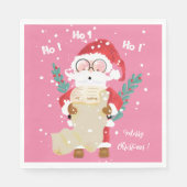 リストピンククリスマス紙ナプキンス スタンダードランチョンナプキン (正面)