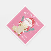 リストピンククリスマス紙ナプキンス スタンダードランチョンナプキン (角)