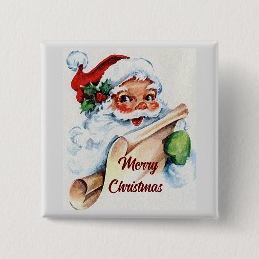 リストボタン付きサンタ 缶バッジ (正面)