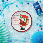 リスト付き西クリスマスカウボーイサンタ ペーパープレート (パーティー)