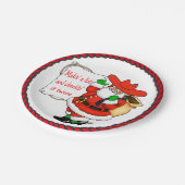 リスト付き西クリスマスカウボーイサンタ ペーパープレート (アングル)