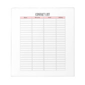 リスト連絡プランナーメモ帳 ノートパッド (正面)