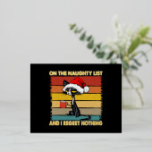 リスト金ゴールドの上の不機嫌いけななクリスマス猫 箔シーズンポストカード (立ち正面)