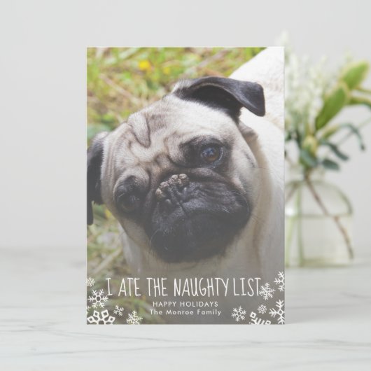 リスト食べおもしろい犬のクリスマスカード シーズンカード (スタンド正面)