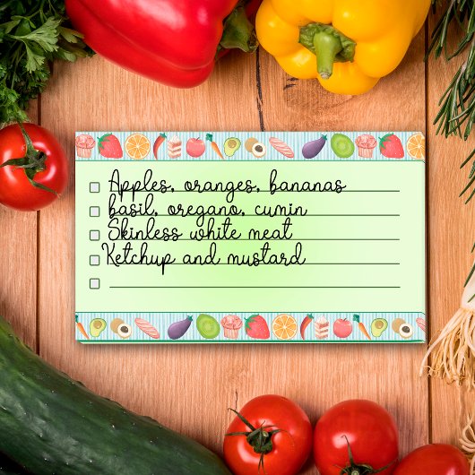 リスト鮮やか10" x 6"するカラフル食品 ポストイット