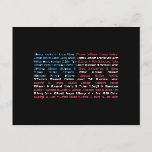 リスト46米国大統領統一された州おもしろい エンクロージャーカード (正面)