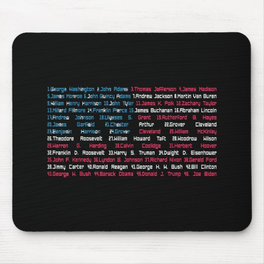リスト46米国大統領統一された州おもしろい マウスパッド (正面)