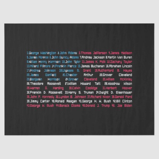 リスト46米国大統領統一された州おもしろい 薄葉紙 (正面)