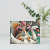 リスプリンセスオンフローティング白鳥おもしろいかわいい ポストカード (スタンド正面)