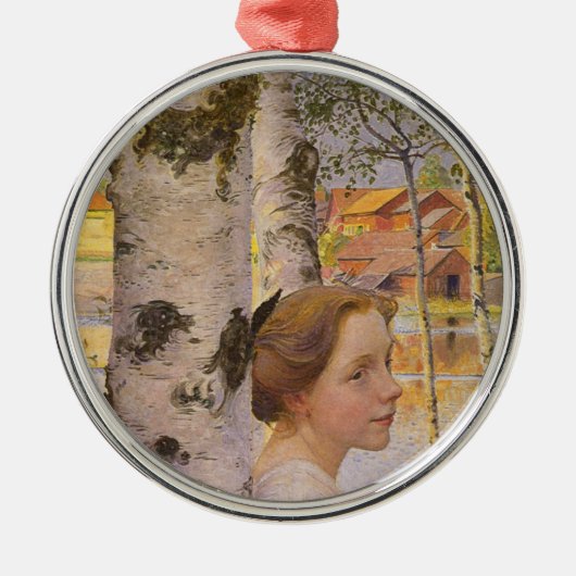 リスベアットザ樺の木グローブ(Beauty Young Girl) メタルオーナメント (正面)