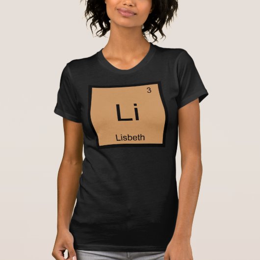 リスベス名化学元素周期表 Tシャツ (正面)