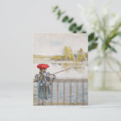 リスベスa小さな女の子魚釣りバイカール・ラーソン ポストカード (スタンド正面)