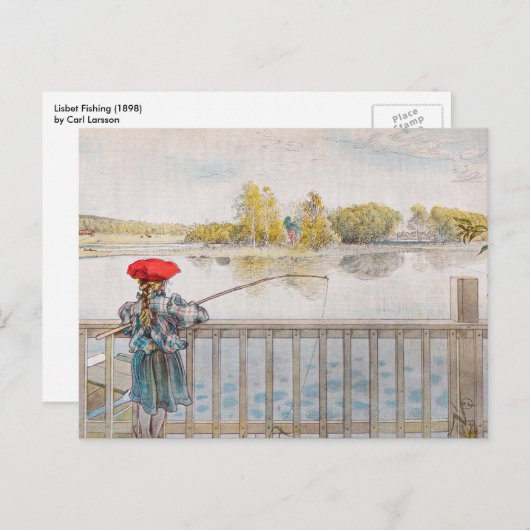 リスベット魚釣りバイカールラーソンヴィンテージファインアート ポストカード (正面/裏面)