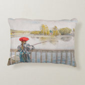 リスベット魚釣りバイカール・ラルソンヴィンテージファインアート アクセントクッション (裏面)