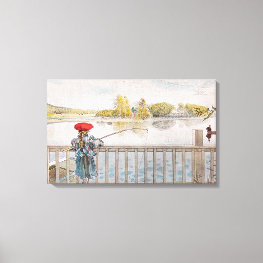 リスベット魚釣りバイカール・ラルソンヴィンテージファインアート キャンバスプリント (正面)