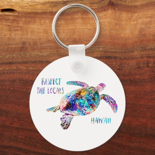 リスペクトザローカルズシーカメ絞り染めビーチ引用文 キーホルダー (正面)