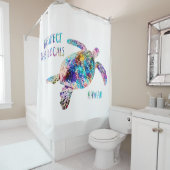 リスペクトザローカルズシーカメ絞り染めビーチ引用文 シャワーカーテン (インサイチュ)