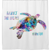 リスペクトザローカルズシーカメ絞り染めビーチ引用文 シャワーカーテン (正面)