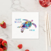 リスペクトザローカルズシーカメ絞り染めビーチ引用文 スタンダードカクテルナプキン (インサイチュ)