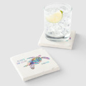 リスペクトザローカルズシーカメ絞り染めビーチ引用文 ストーンコースター (横)