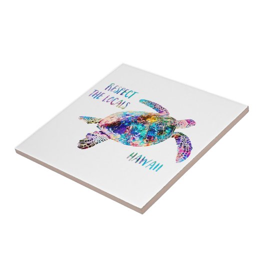 リスペクトザローカルズシーカメ絞り染めビーチ引用文 タイル (側面)