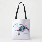 リスペクトザローカルズシーカメ絞り染めビーチ引用文 トートバッグ (正面)