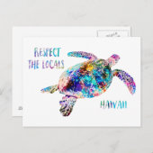 リスペクトザローカルズシーカメ絞り染めビーチ引用文 ポストカード (正面/裏面)