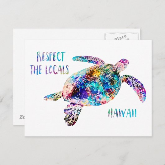 リスペクトザローカルズシーカメ絞り染めビーチ引用文 ポストカード (正面/裏面)