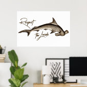 リスペクトザローカルズHammerheadサメおもしろい引用文 ポスター (ホームオフィス)