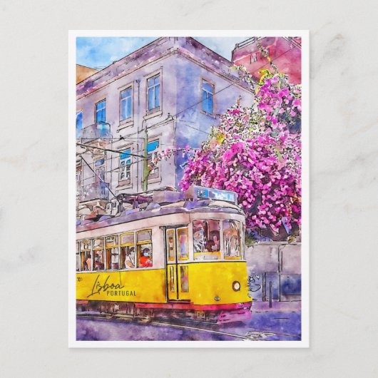 リスボアポルトガルトラベルプレイスウォーターカラー ポストカード (正面)