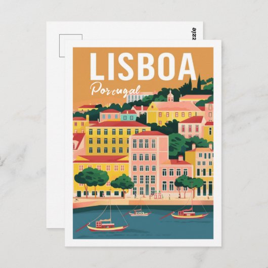 リスボアポルトガルヴィンテージ有名なトラベルプレイス ポストカード (正面/裏面)