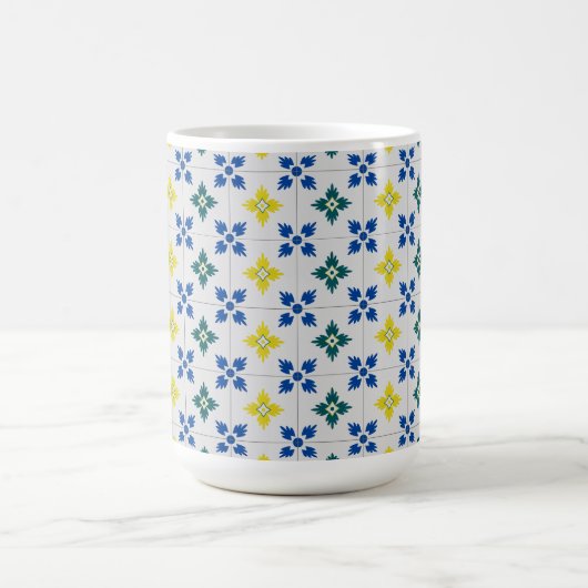 リスボンかわいらしタイル又はアズレジョ模様 コーヒーマグカップ (中央)